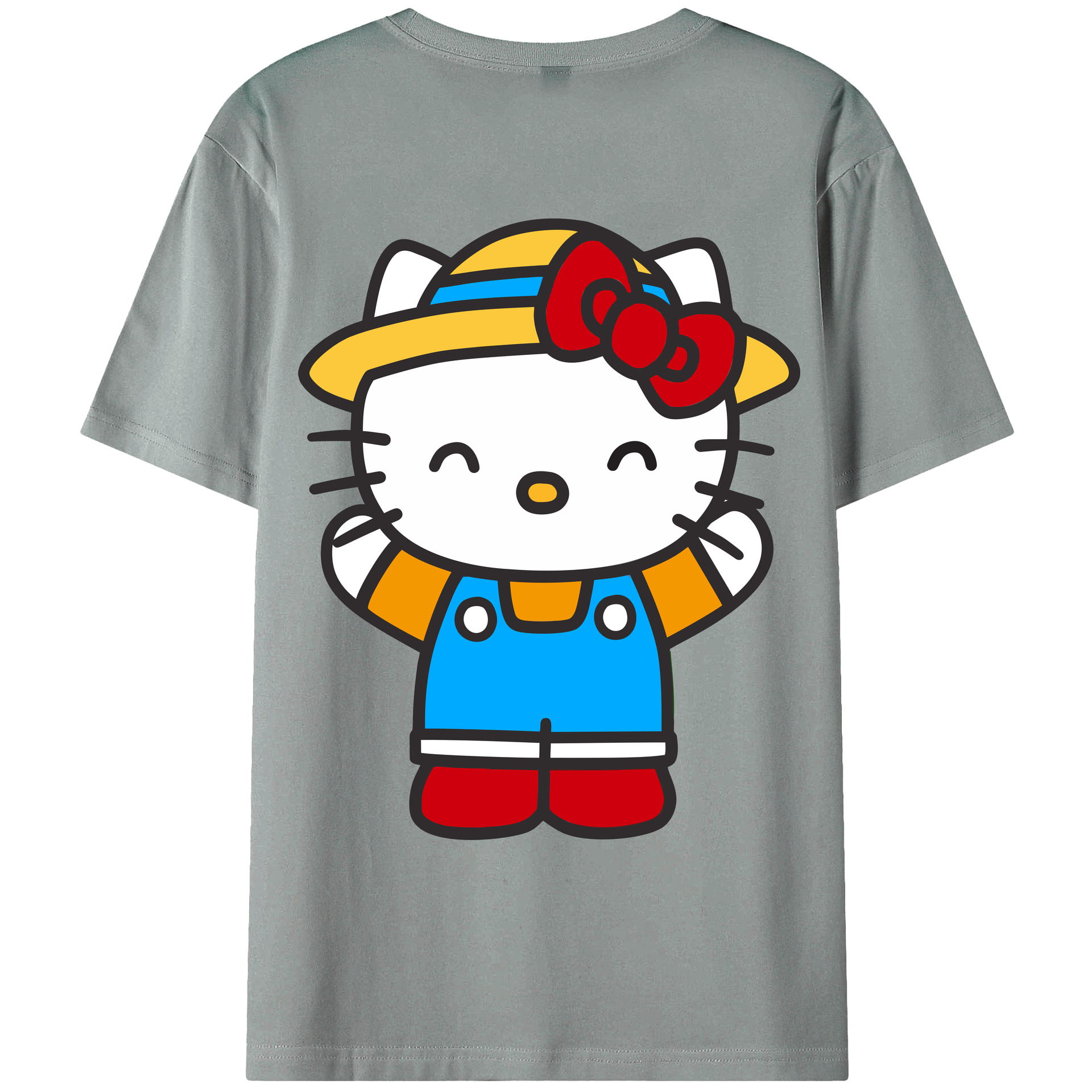 （画像用） Hello Kitty ハローキティ 綿100％ メンズ半袖Tシャツ（バックプリント） 通気性